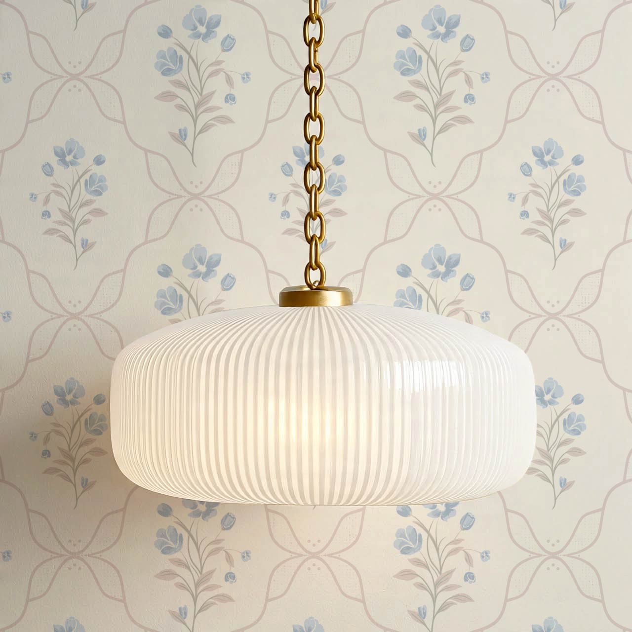 Elisa Floral Ogee Butter French Blue Wallpaper
