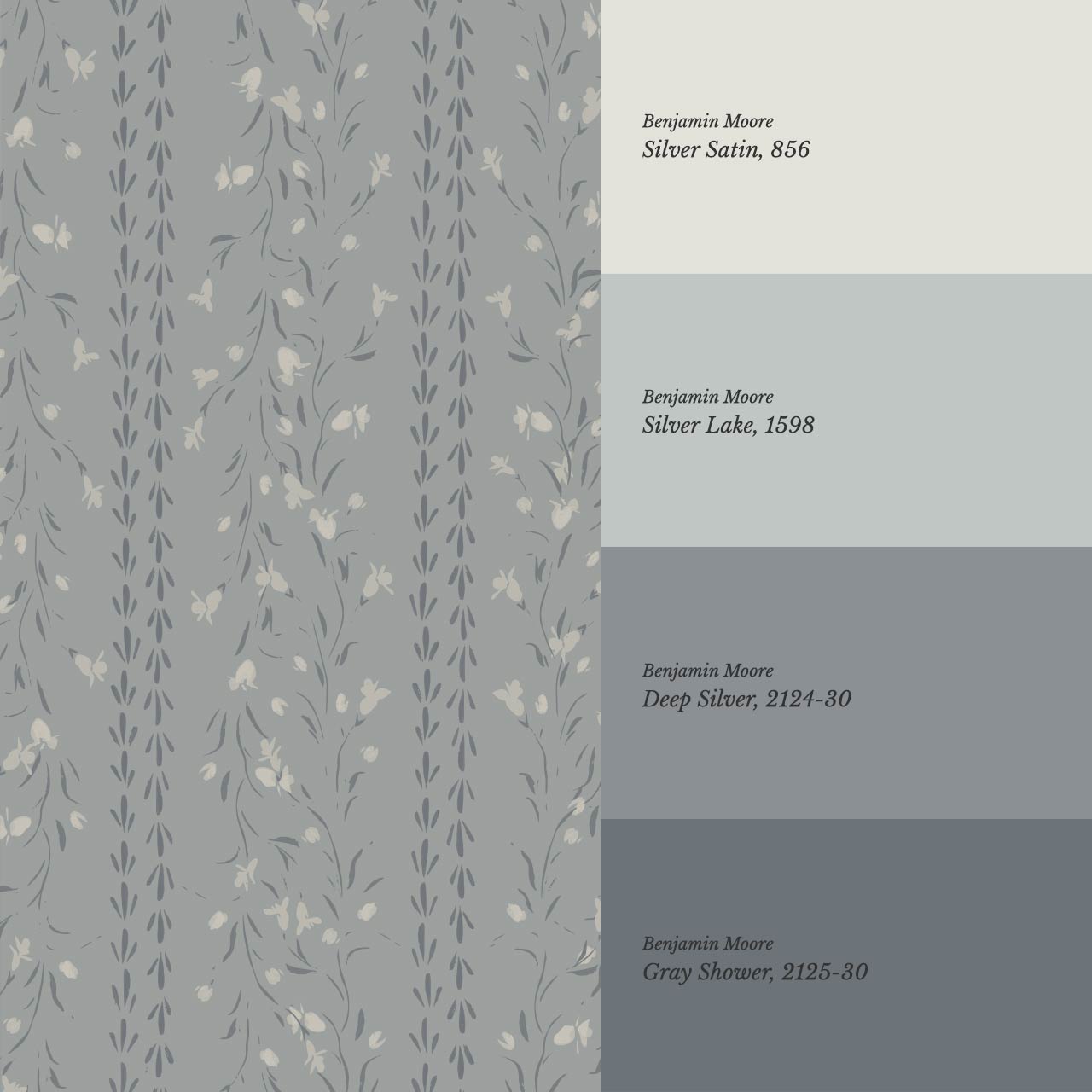 Eliza Floral Trellis Gray Dove Wallpaper