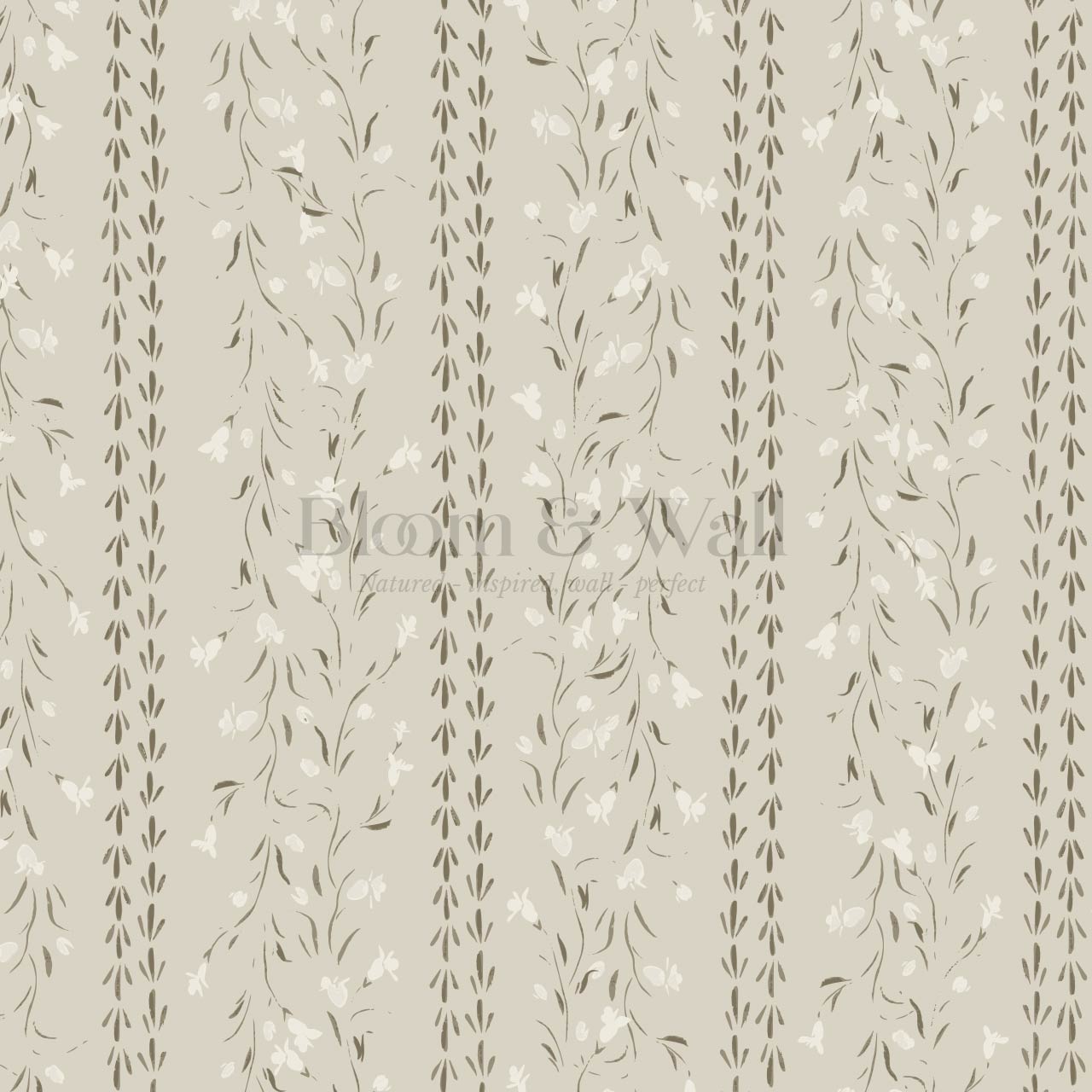 Eliza Floral Trellis Olive Cream Wallpaper