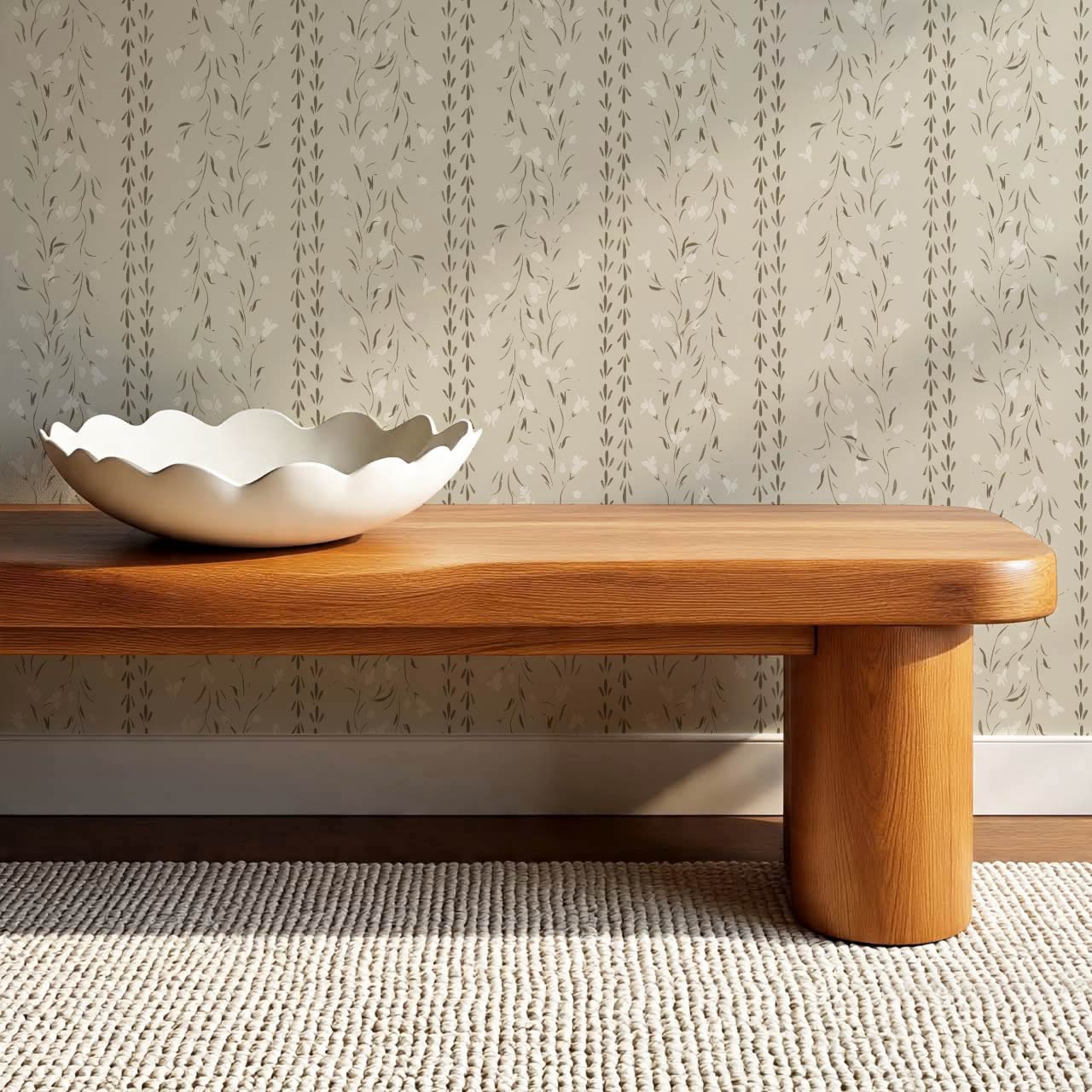 Eliza Floral Trellis Olive Cream Wallpaper