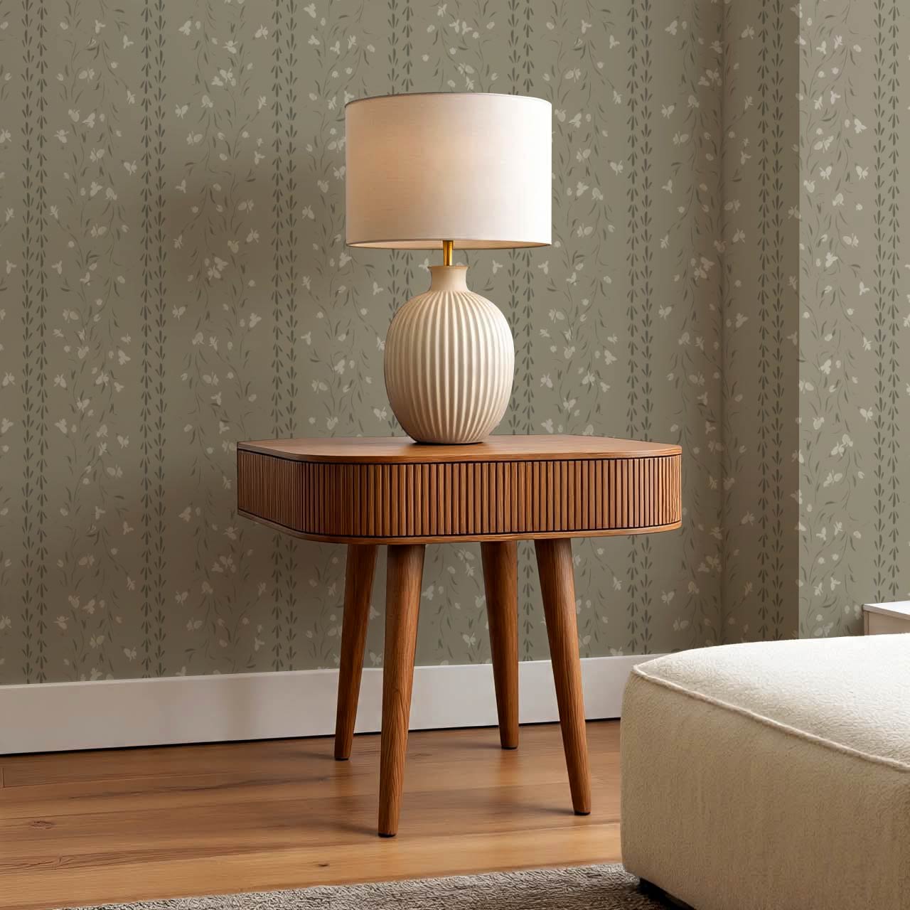 Eliza Floral Trellis Dark Olive Wallpaper