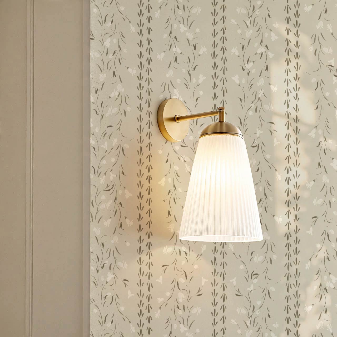 Eliza Floral Trellis Olive Cream Wallpaper