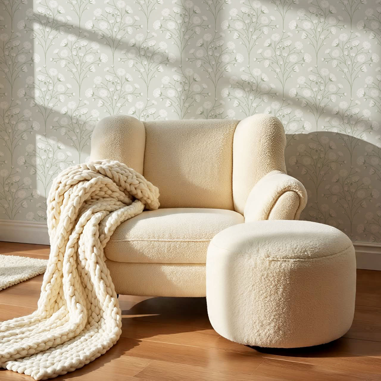 Ella Baby’s Breath Soft Sage Wallpaper