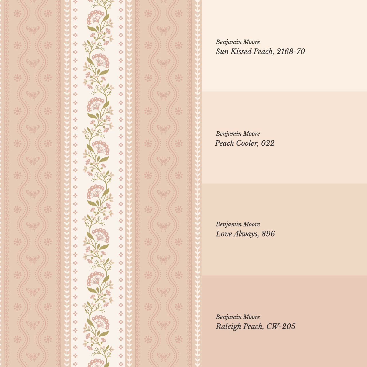 Ellery Bloomery Stripes Rose Dust Peach Wallpaper