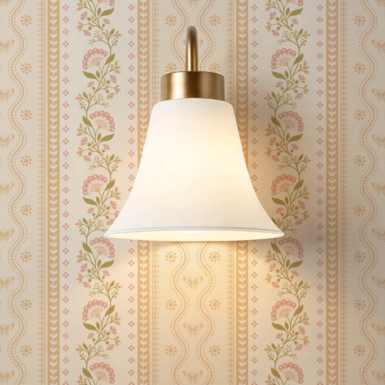 Ellery Bloomery Stripes Beige Berry Wallpaper
