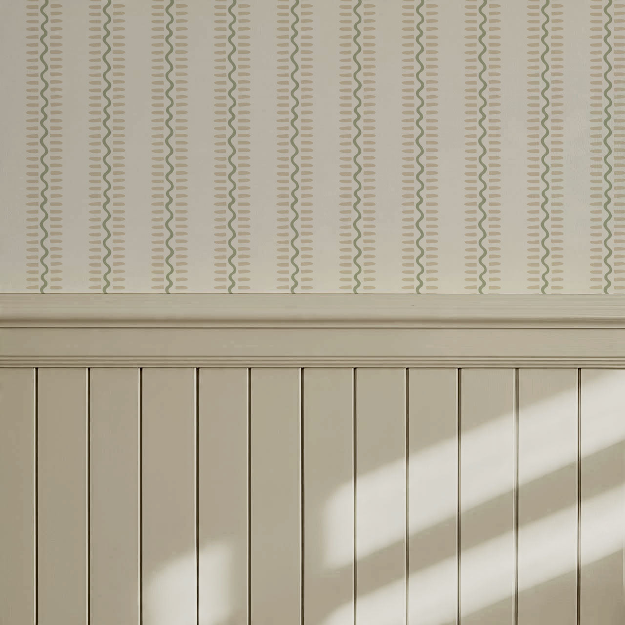 Elliott Stripes Green Tan Wallpaper