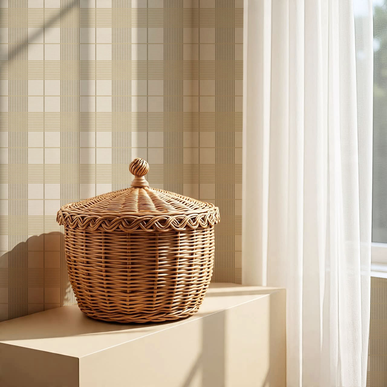 Elodie Olive Plaid Gingham Tartan Wallpaper