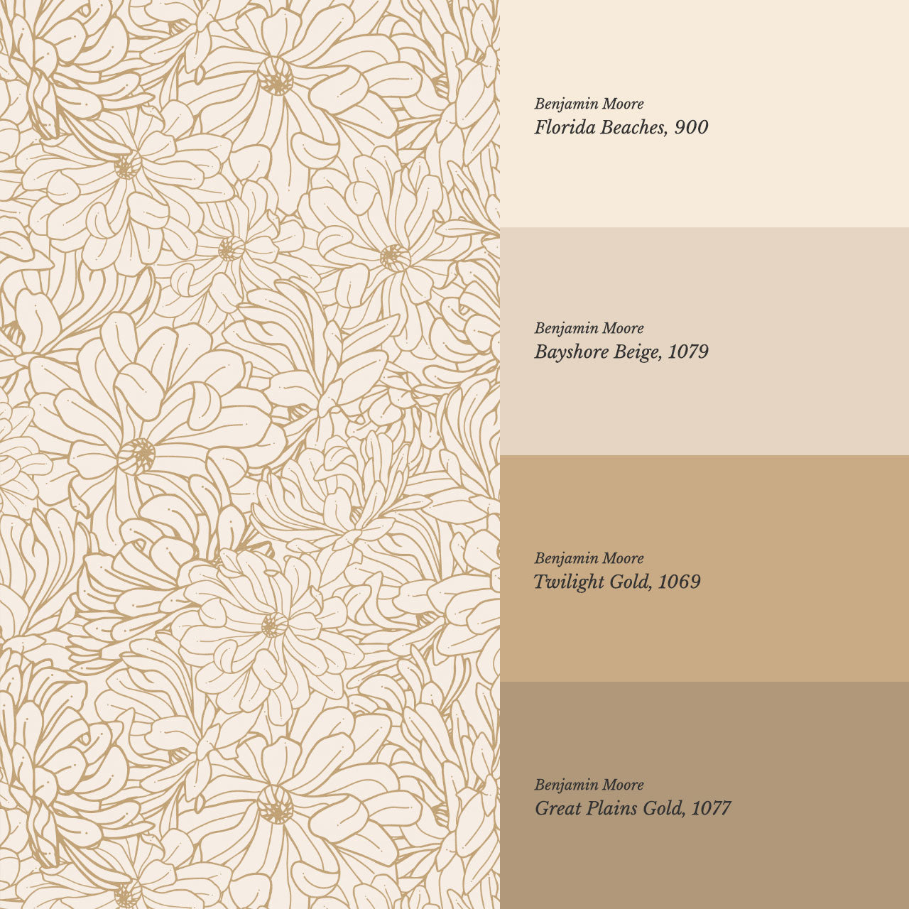 Eloise Magnolia Petals Gold Wallpaper