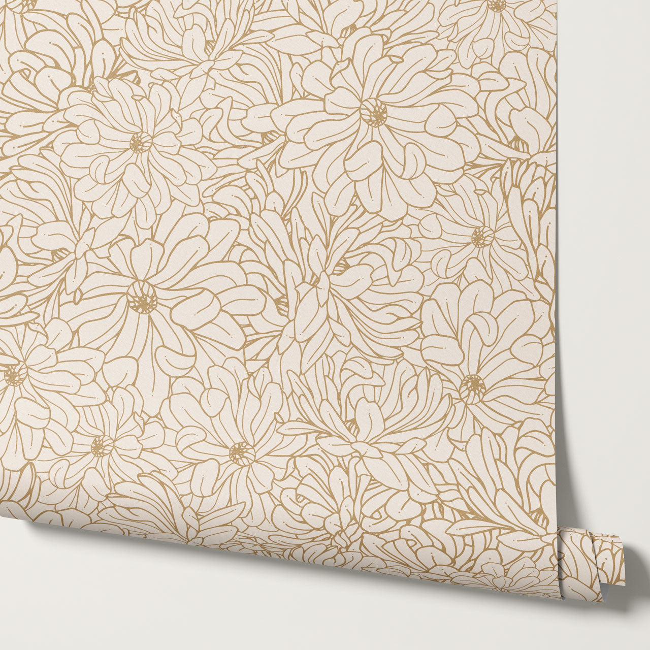 Eloise Magnolia Petals Gold Wallpaper