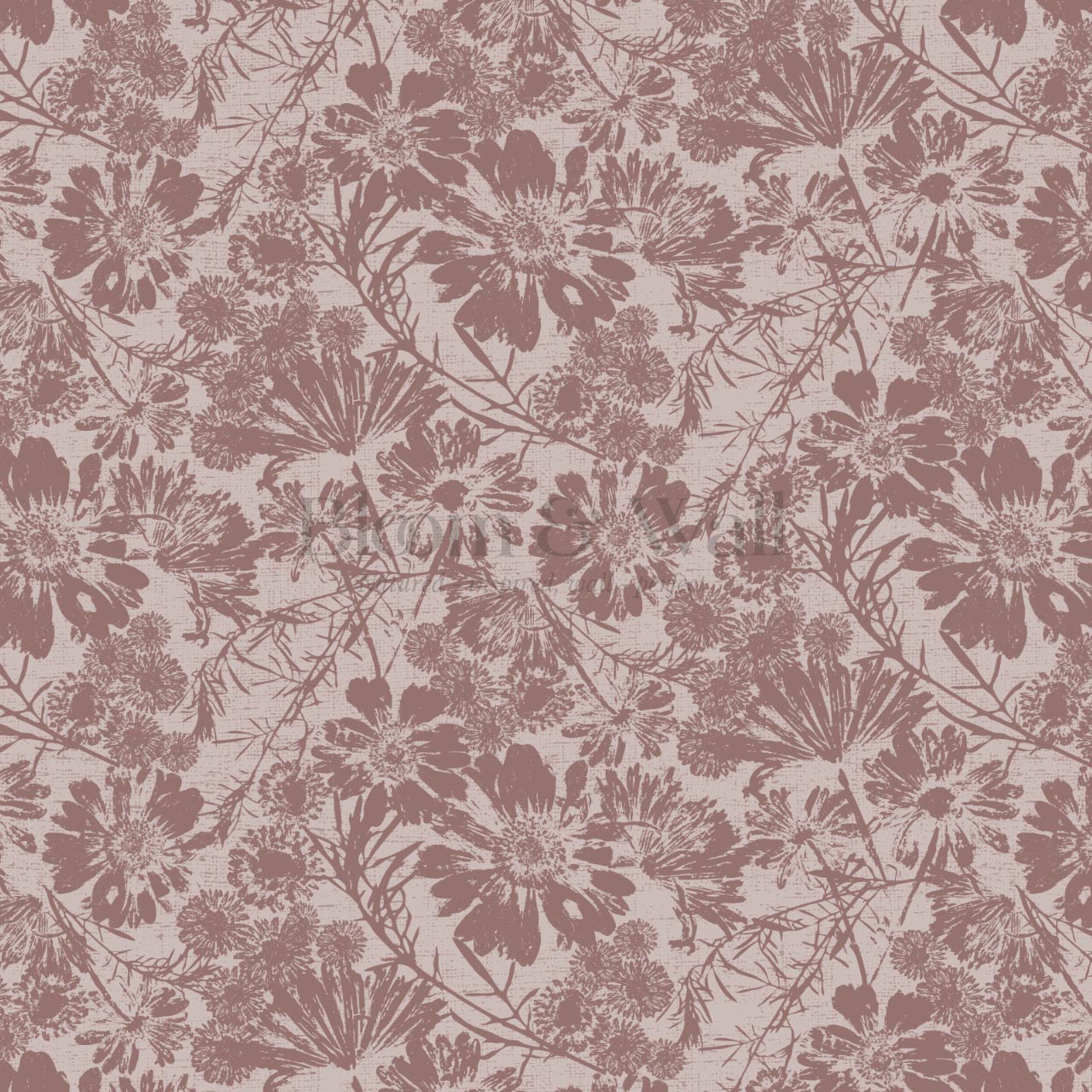 Elowyn Tossed Blooms Mauve Wallpaper