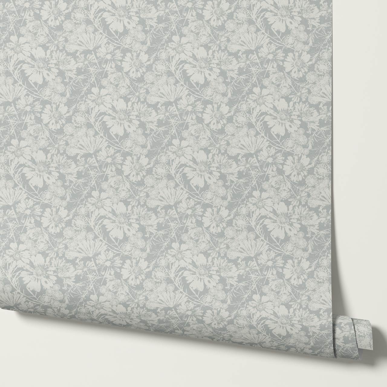 Elowyn Tossed Blooms Dove Gray Wallpaper