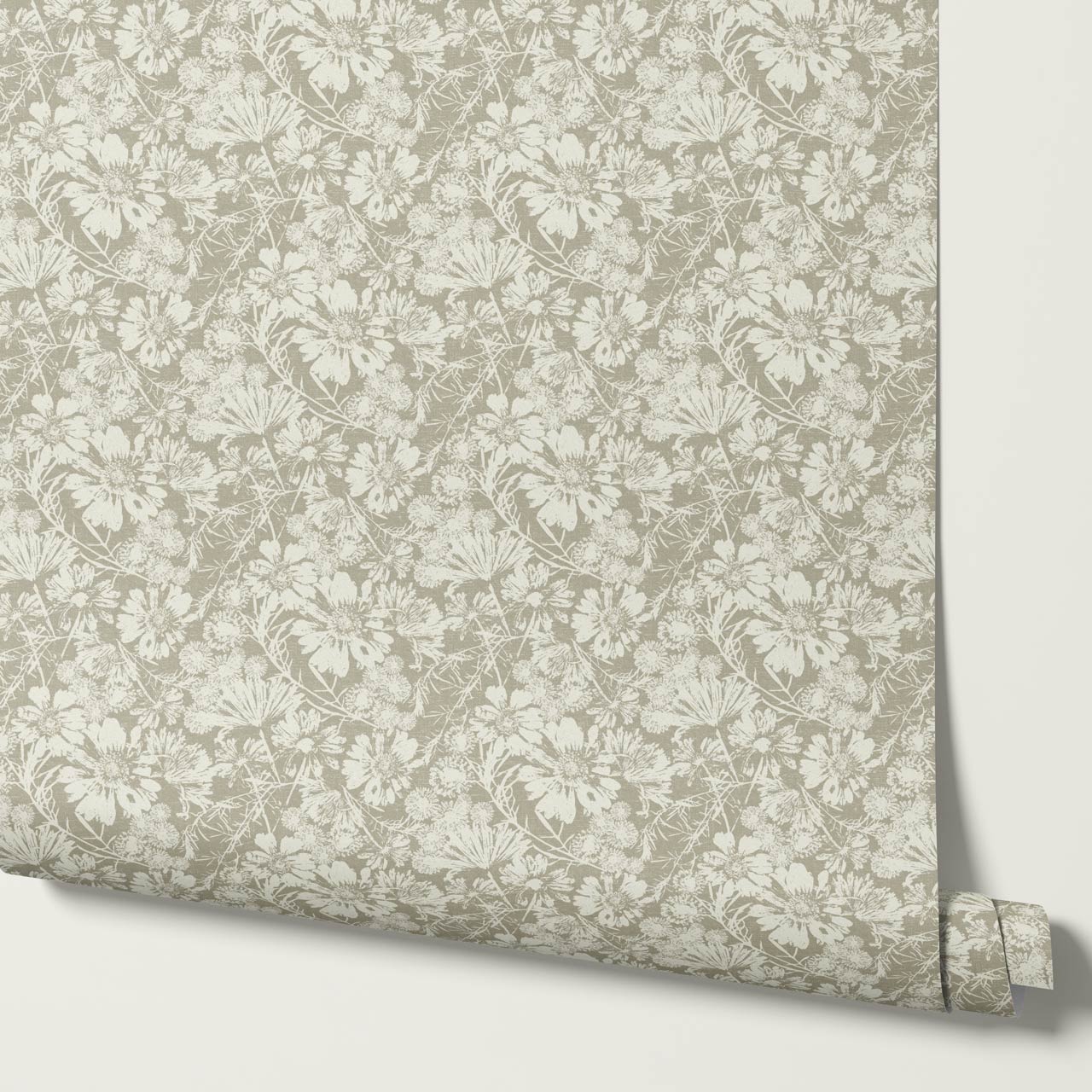 Elowyn Tossed Blooms Olive Wallpaper