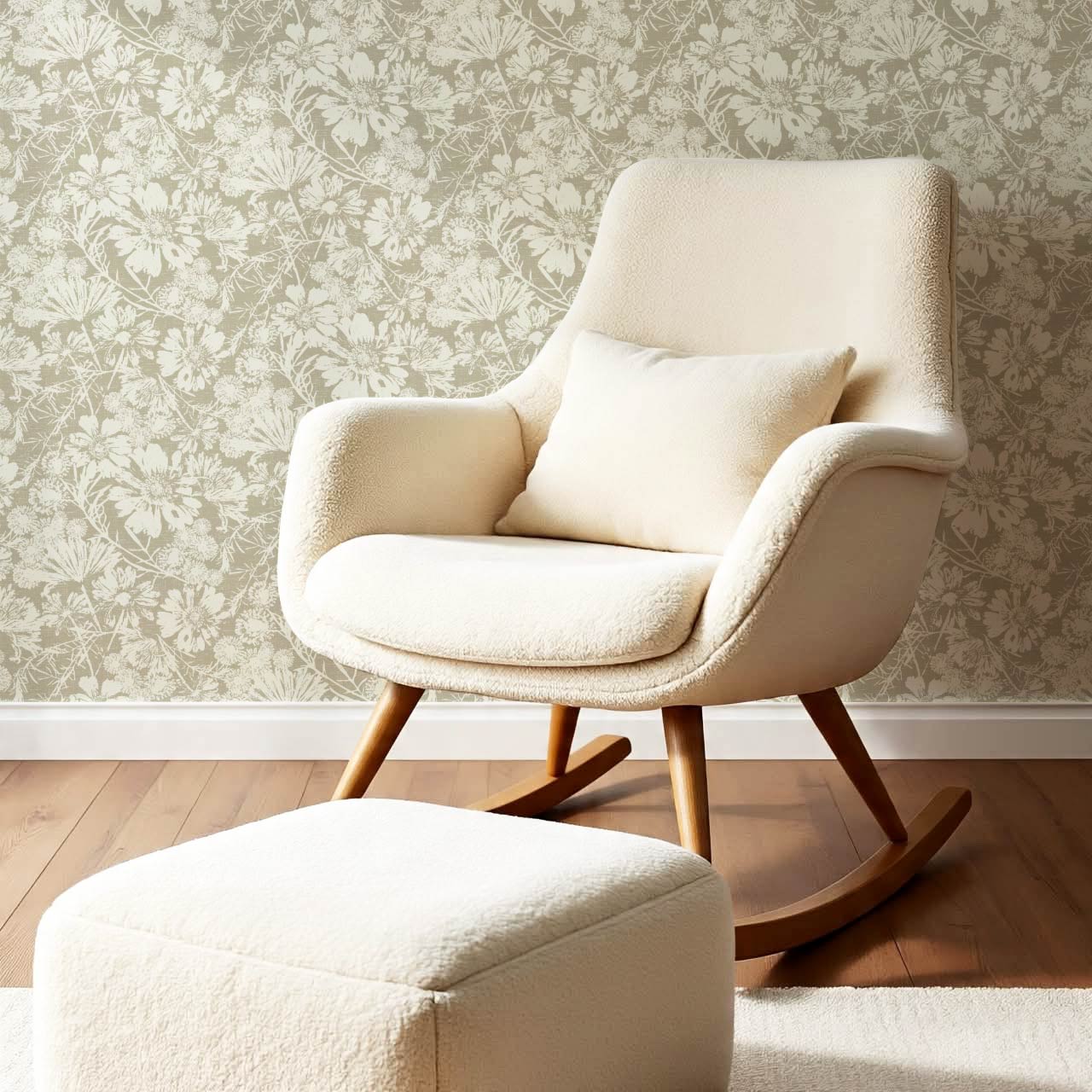 Elowyn Tossed Blooms Olive Wallpaper