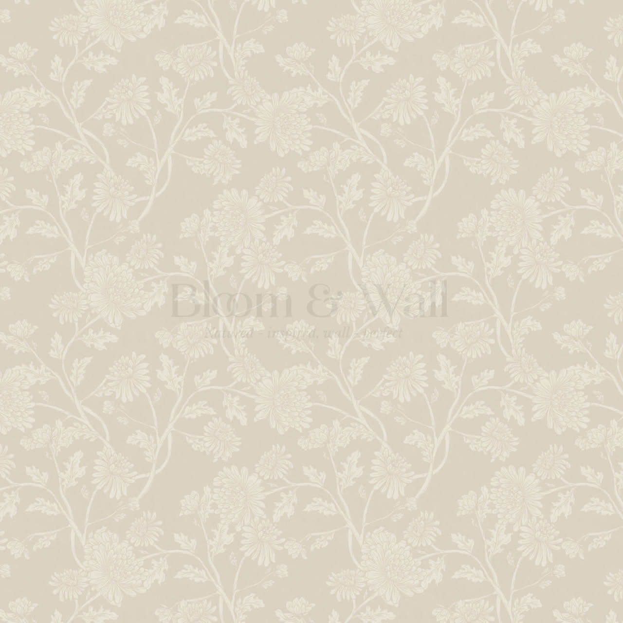 Elsie Wild Chrysanthemum Beige Wallpaper