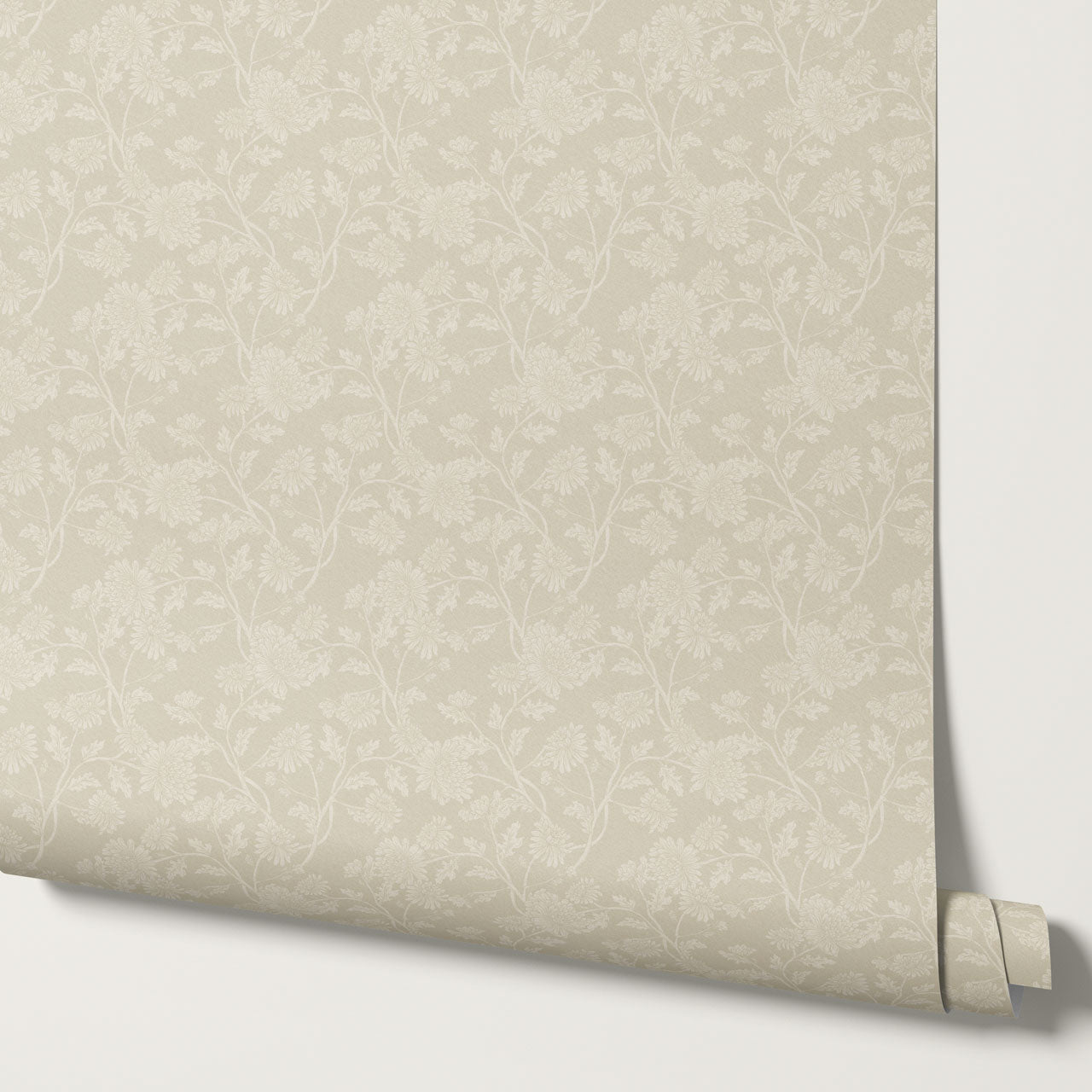 Elsie Wild Chrysanthemum Beige Wallpaper