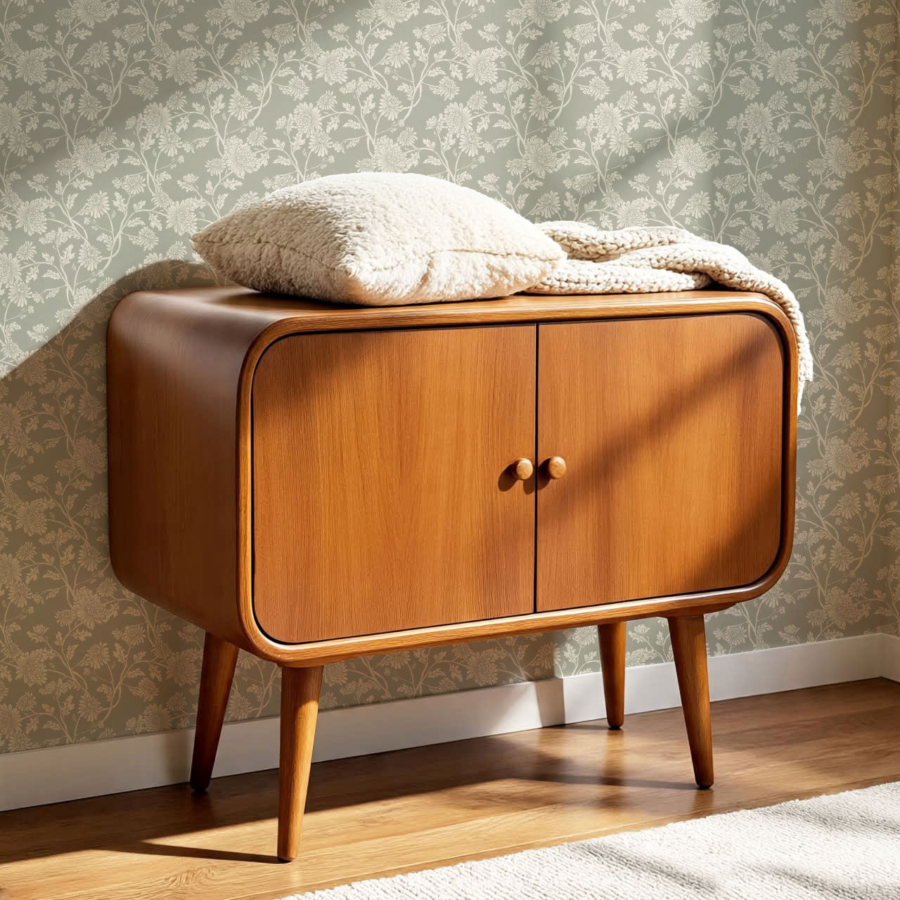 Elsie Wild Chrysanthemum Vintage Sage Wallpaper