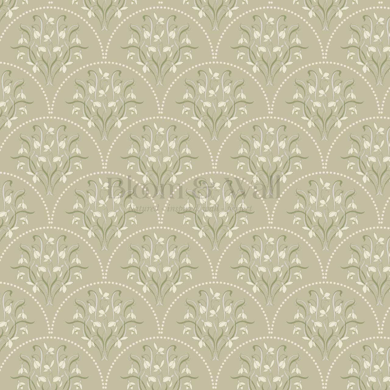 Eluta Snowdrop Scallops Sage Wallpaper