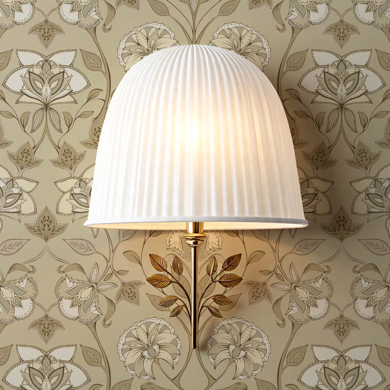 Elvia Ornate Floral Tan Almond Wallpaper