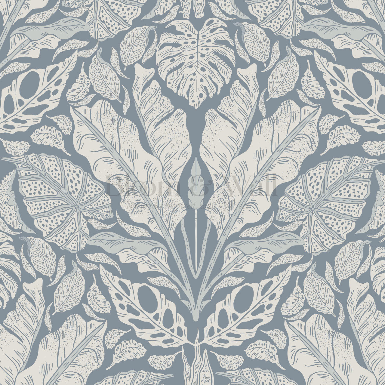 Elvie Tropic Heritage French Blue Wallpaper