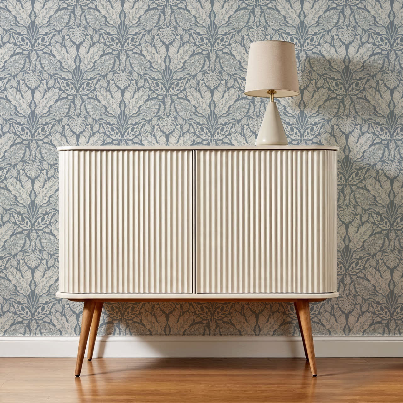 Elvie Tropic Heritage French Blue Wallpaper