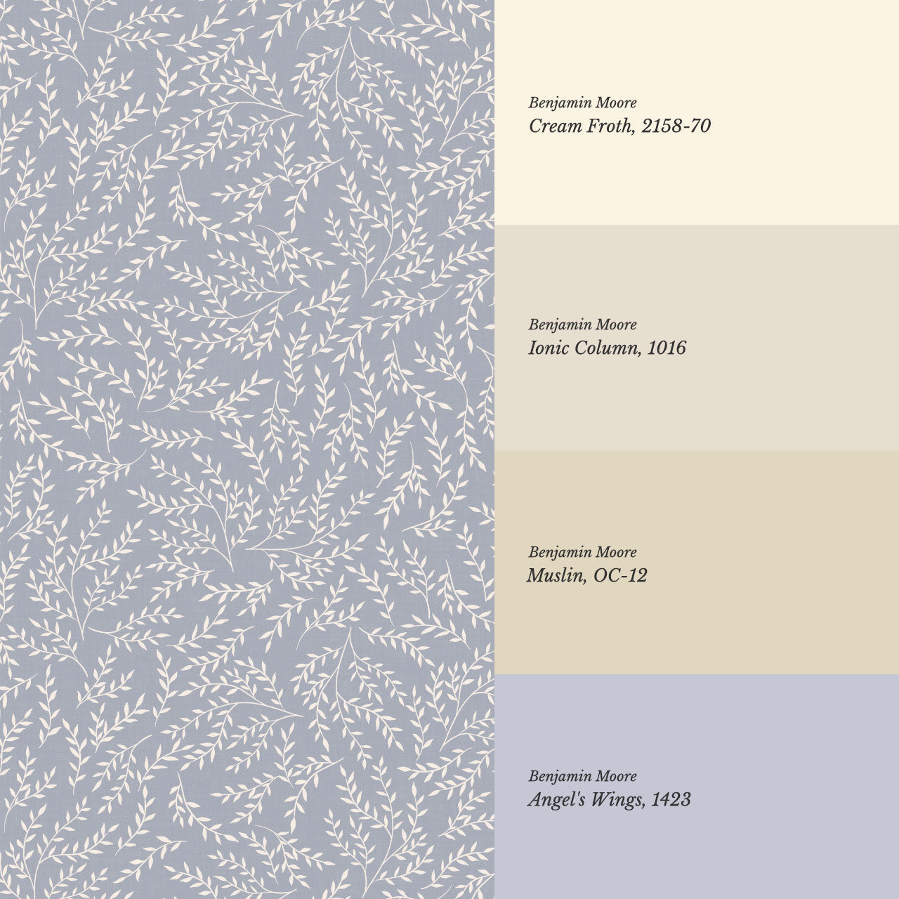 Emery Leaf & Vine Chambray Blue Wallpaper