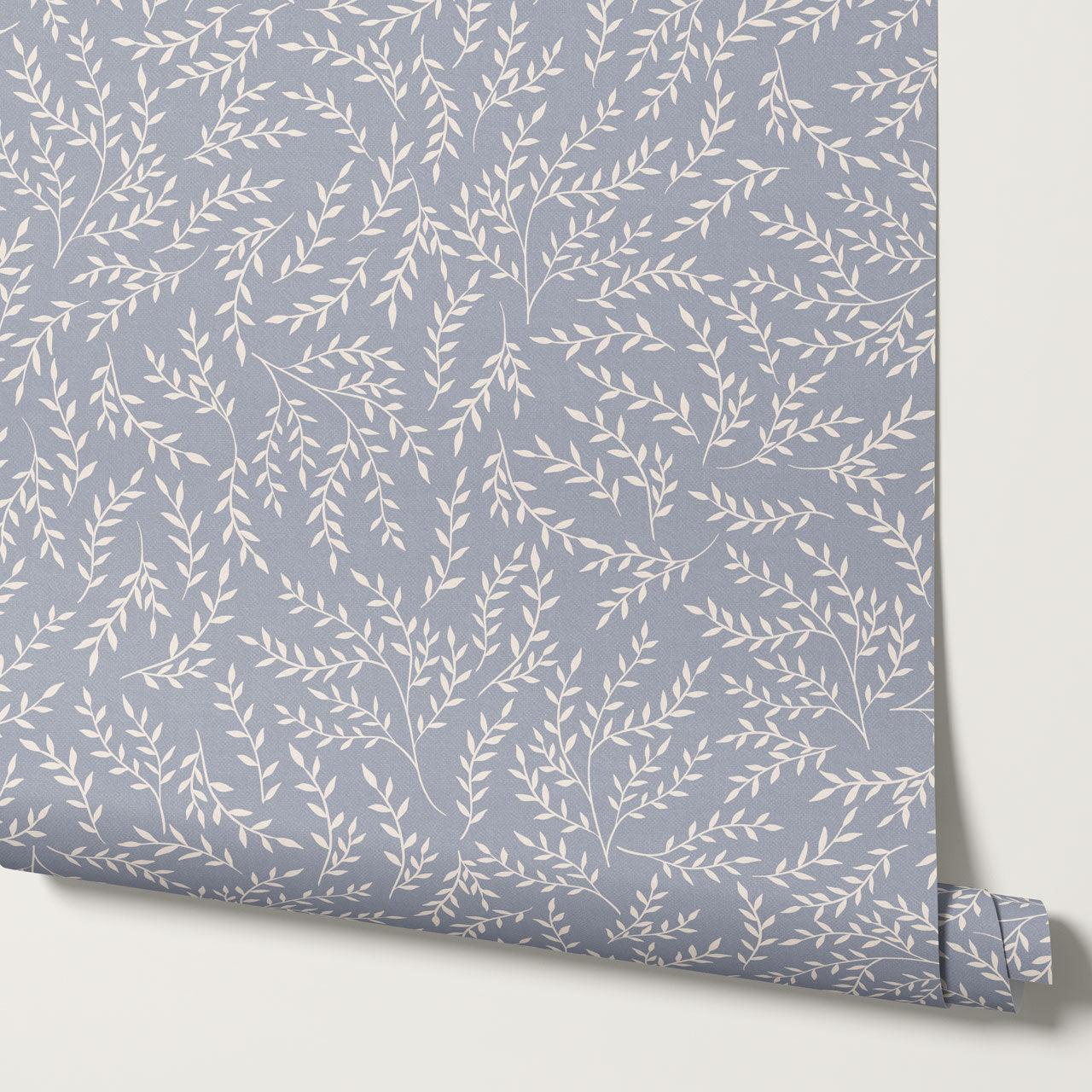 Emery Leaf & Vine Chambray Blue Wallpaper