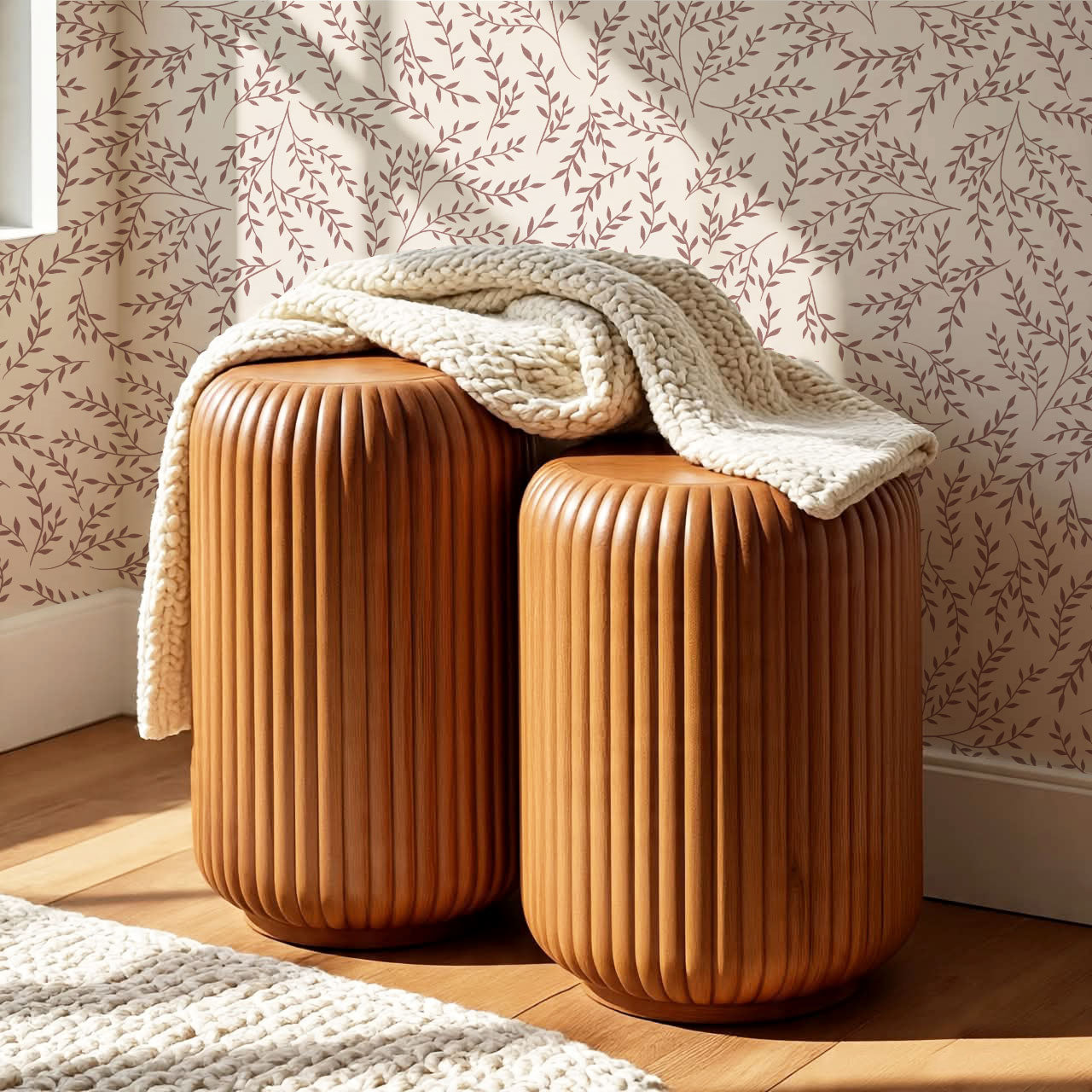 Emery Leaf & Vine Rose Wallpaper