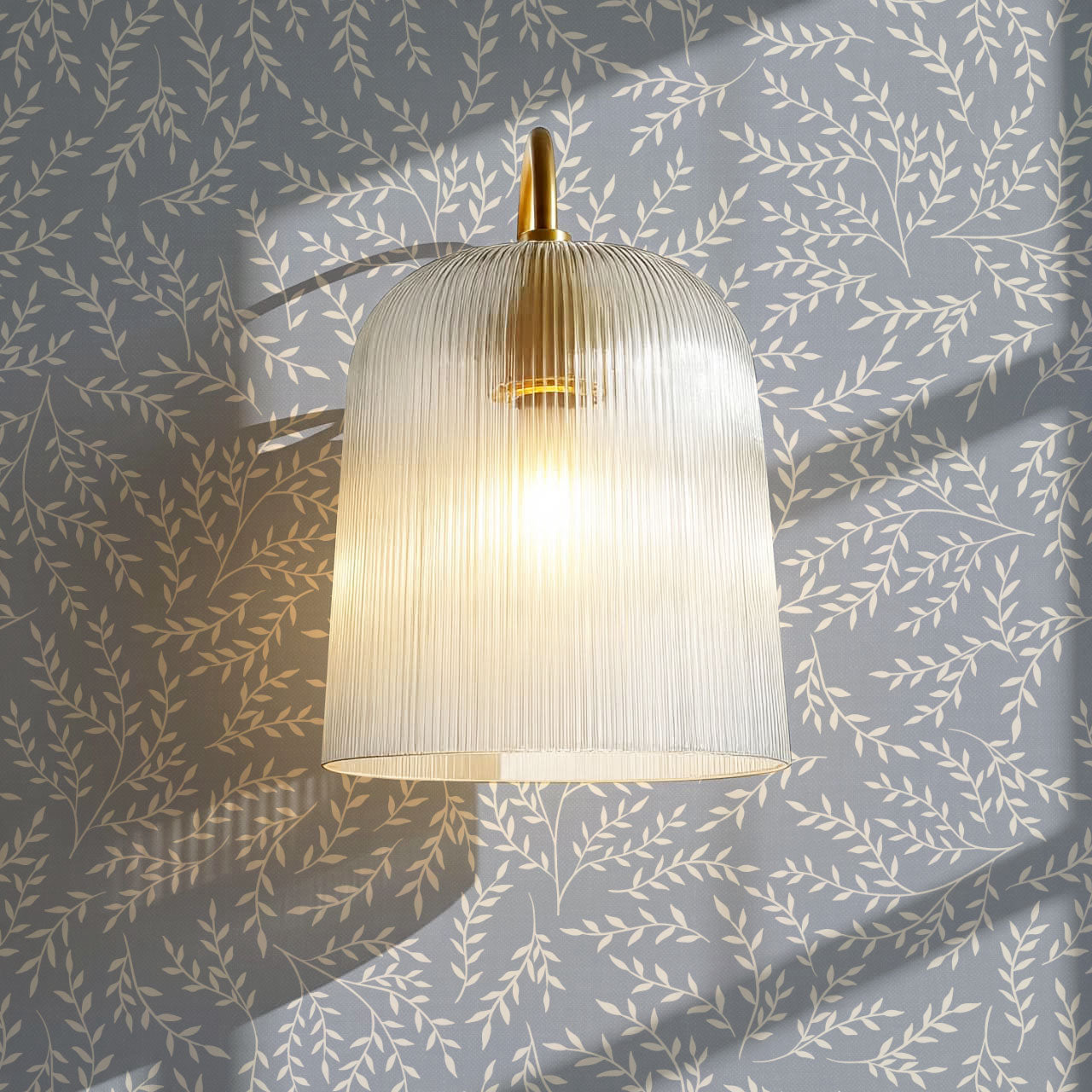 Emery Leaf & Vine Chambray Blue Wallpaper