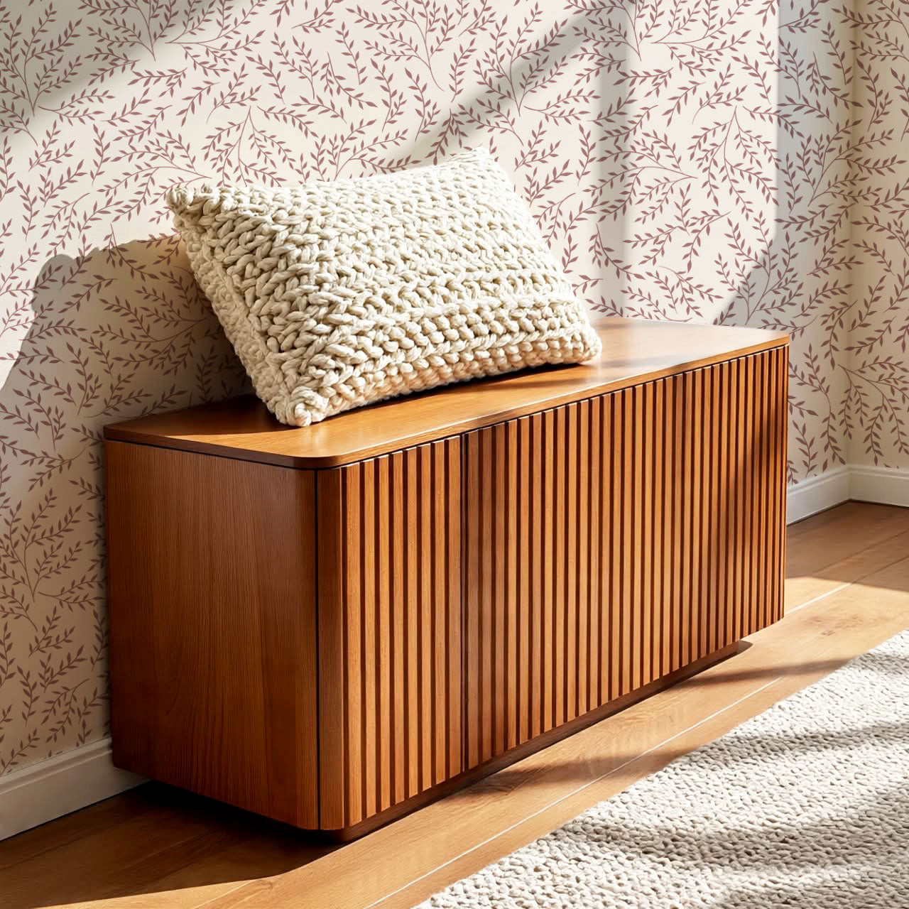 Emery Leaf & Vine Rose Wallpaper