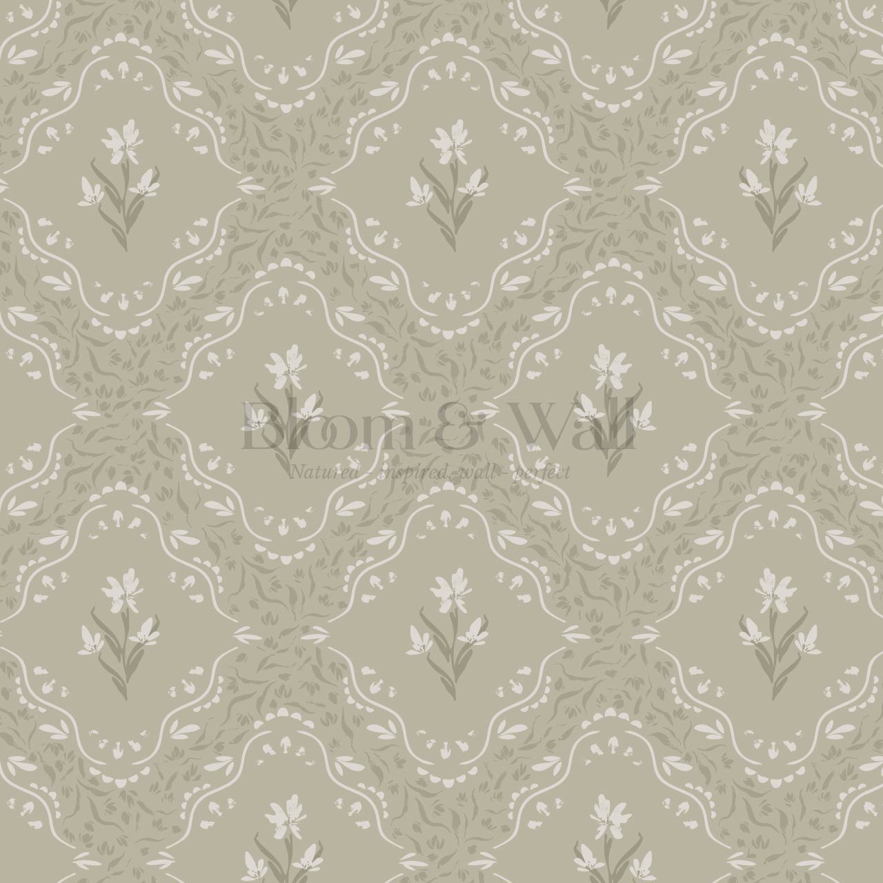 Emilia Heritage Bloom Olive Wallpaper
