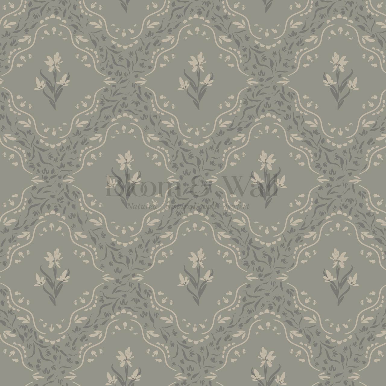 Emilia Heritage Bloom Vintage Sage Wallpaper