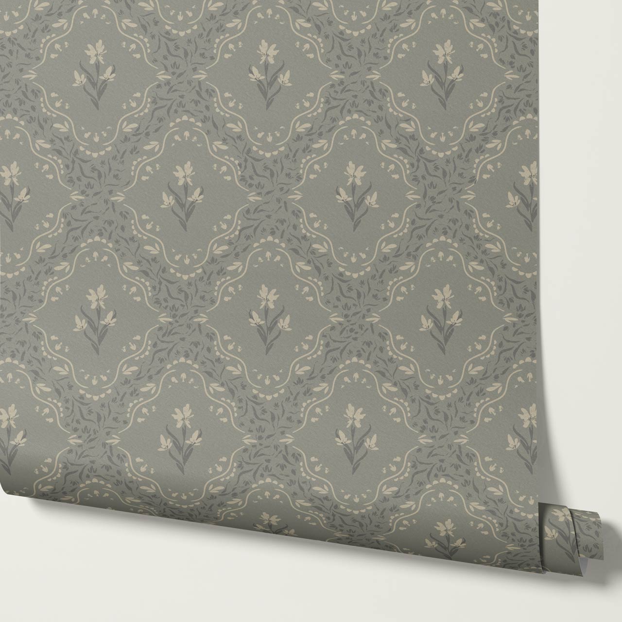 Emilia Heritage Bloom Vintage Sage Wallpaper