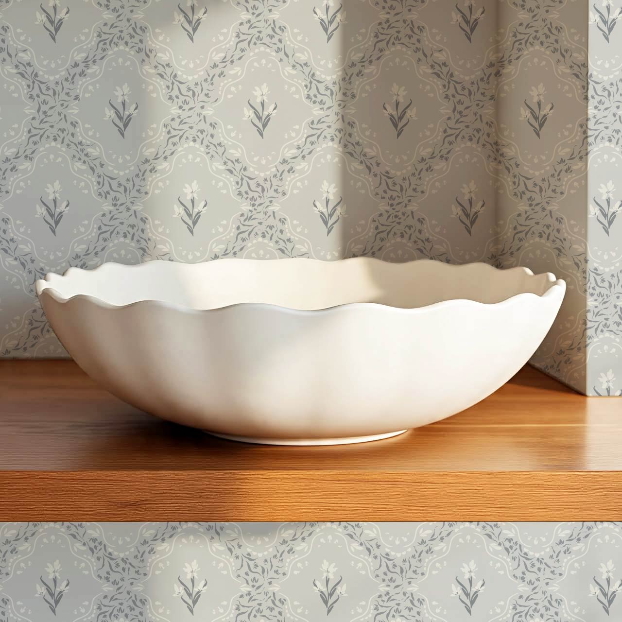 Emilia Heritage Bloom Slate Silver Wallpaper