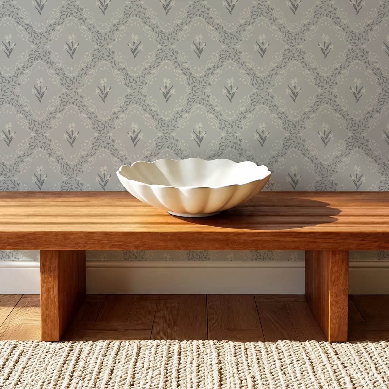 Emilia Heritage Bloom Slate Silver Wallpaper