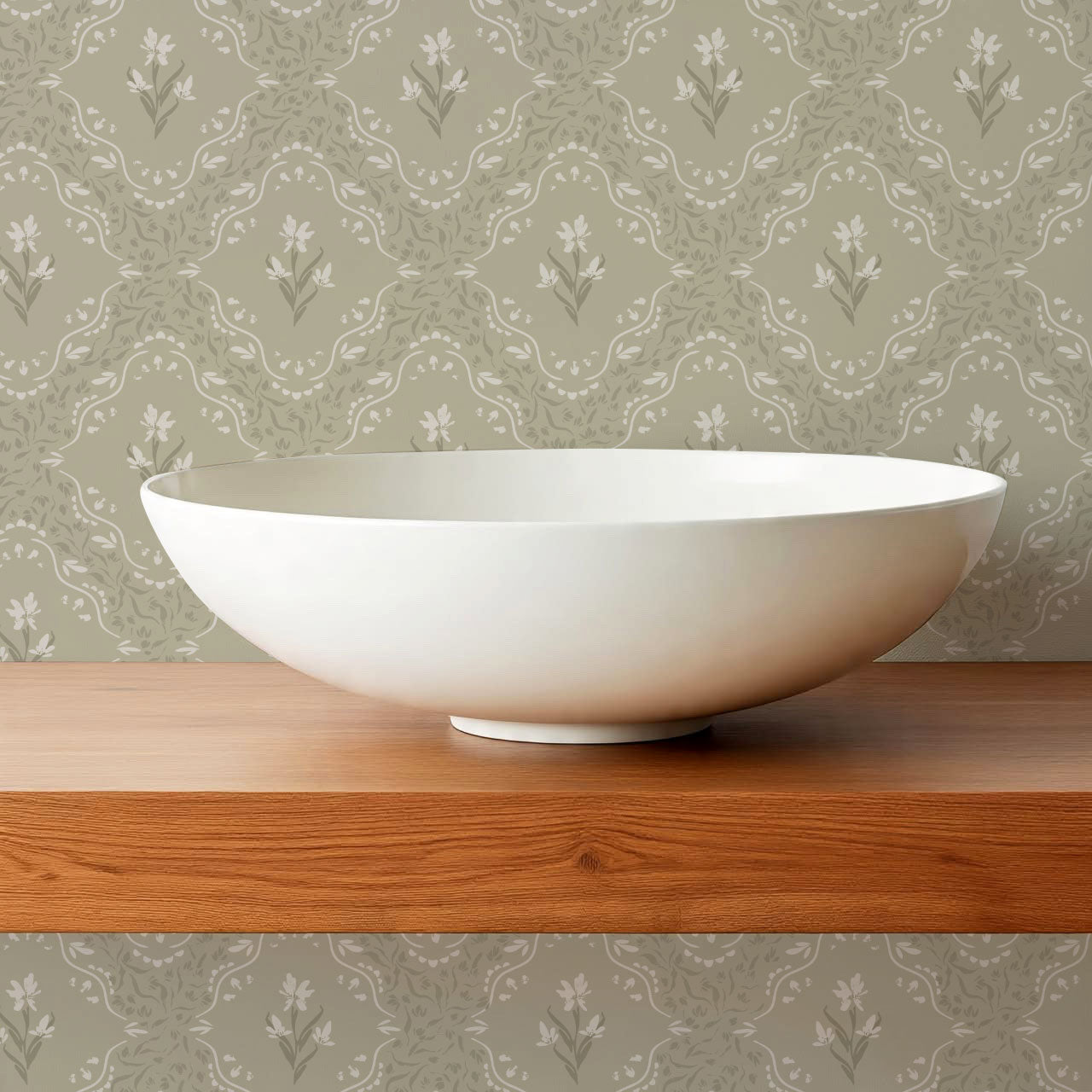 Emilia Heritage Bloom Olive Wallpaper
