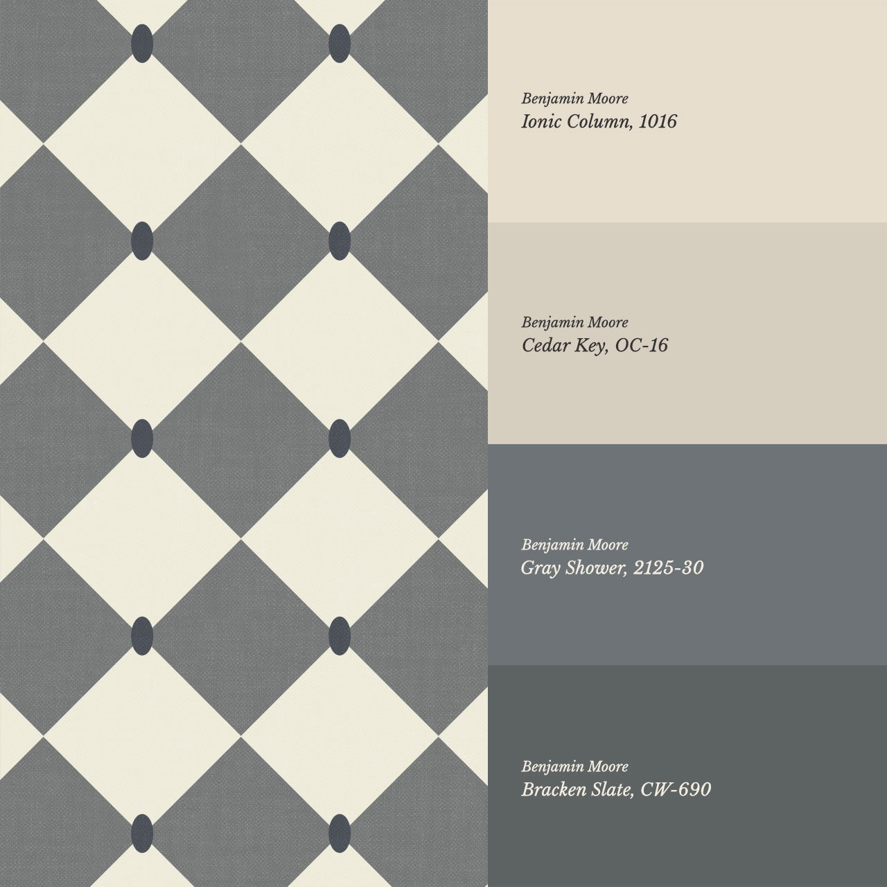 Emma Diamonds Dove Slate Cream Wallpaper