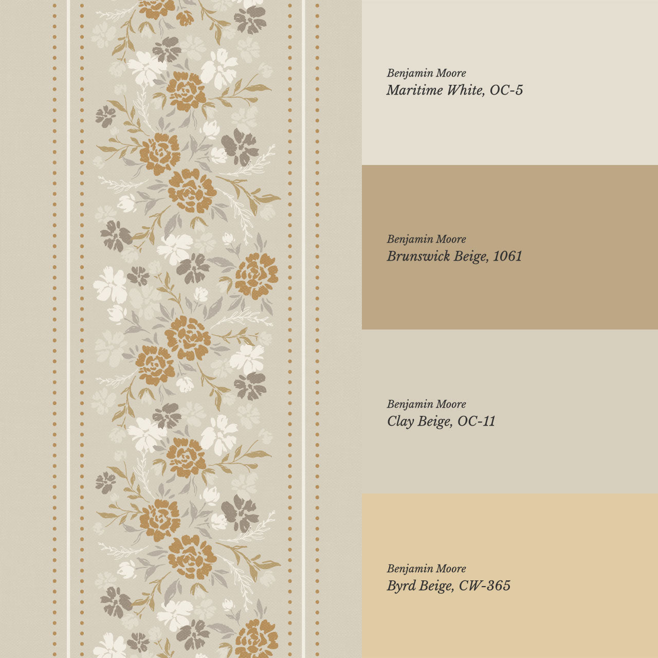 Emmeline Dotted Blooming Beige Vines Wallpaper