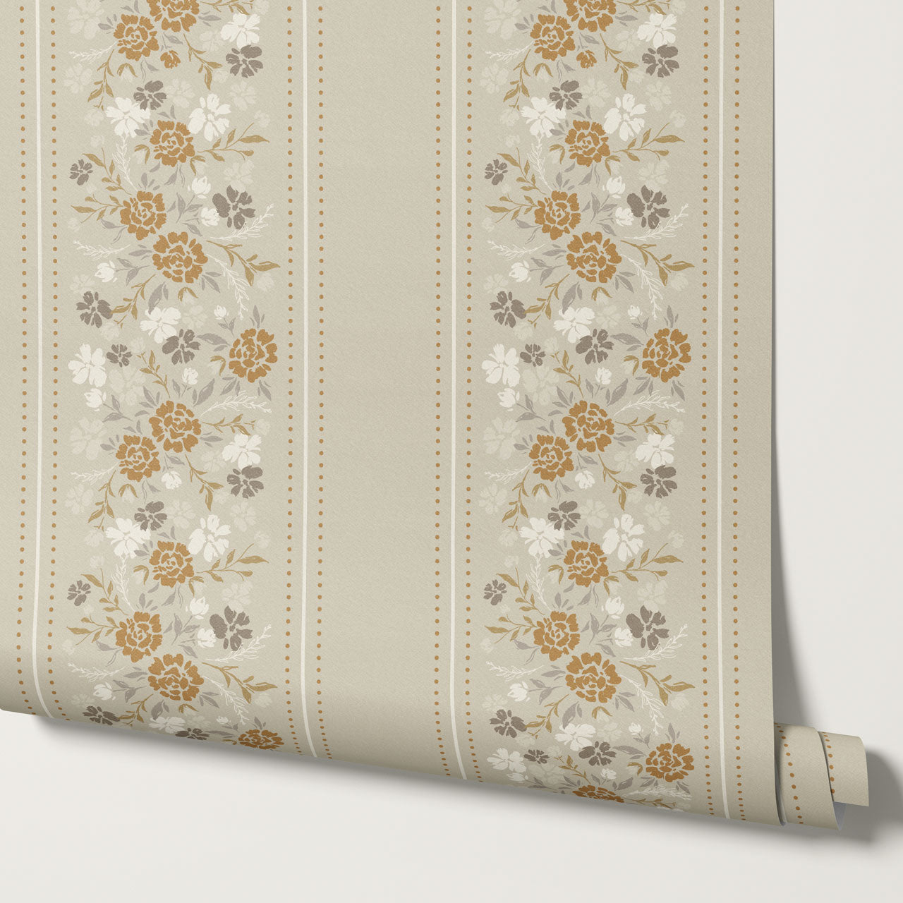 Emmeline Dotted Blooming Beige Vines Wallpaper