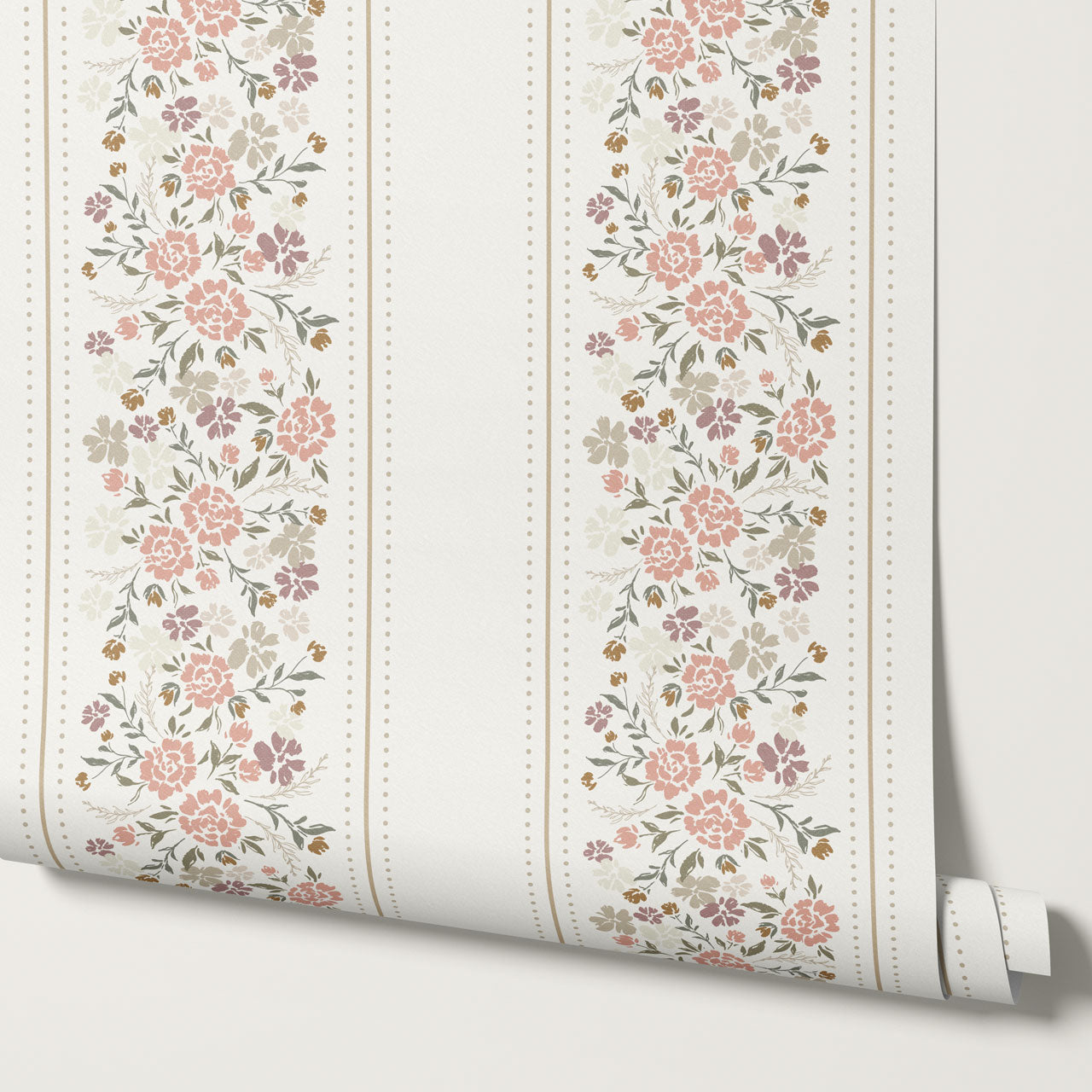 Emmeline Dotted Blooming Blush Vines Wallpaper