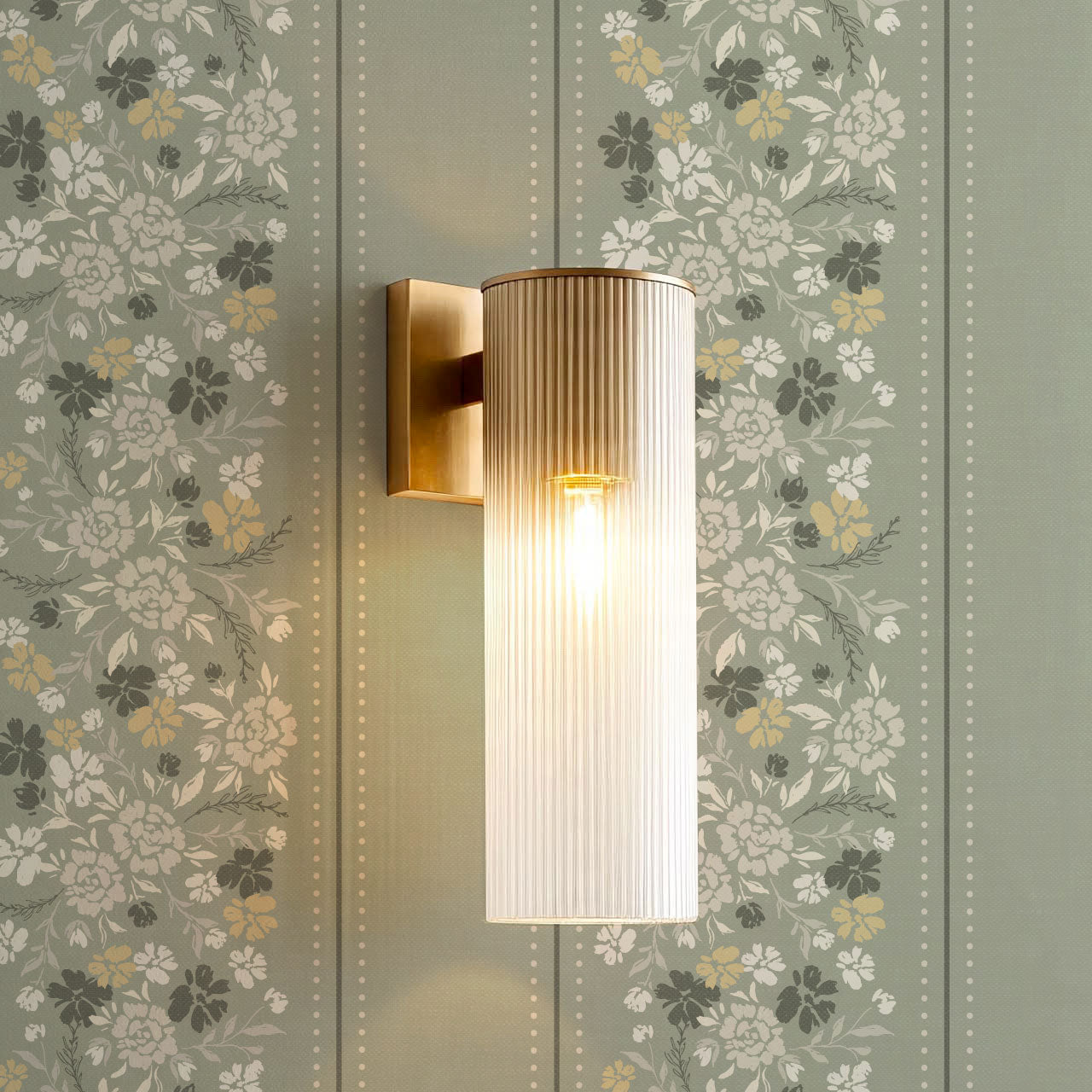 Emmeline Dotted Blooming Sage Vines Wallpaper
