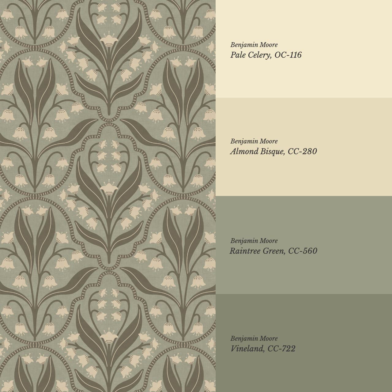 Enara Lily of the Valley Sage Stone Wallpaper
