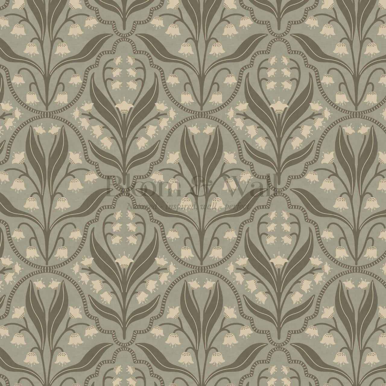 Enara Lily of the Valley Sage Stone Wallpaper