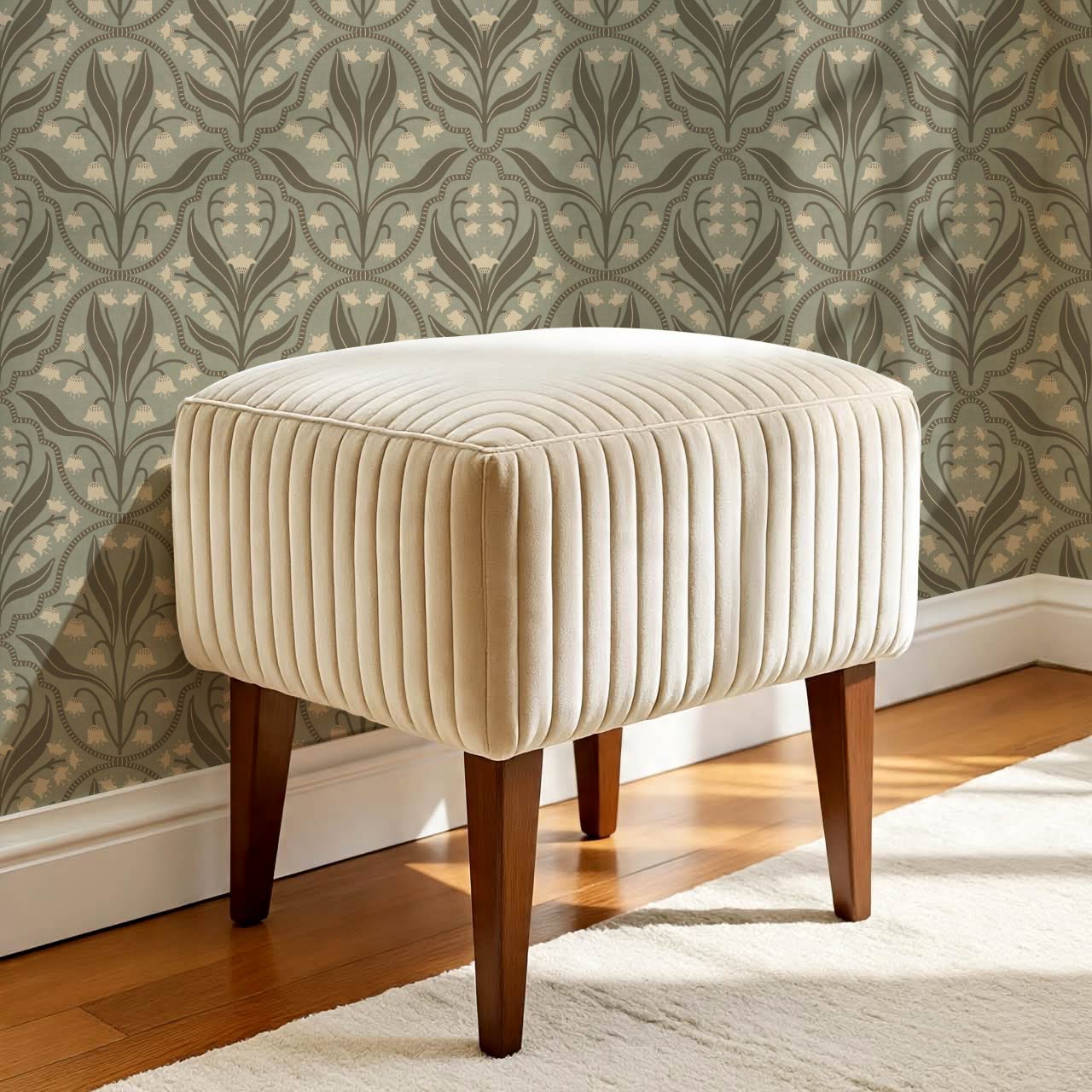 Enara Lily of the Valley Sage Stone Wallpaper