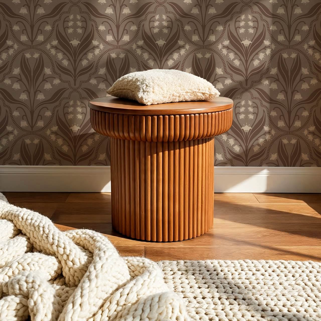 Enara Lily of the Valley Warm Cocoa Earth Wallpaper
