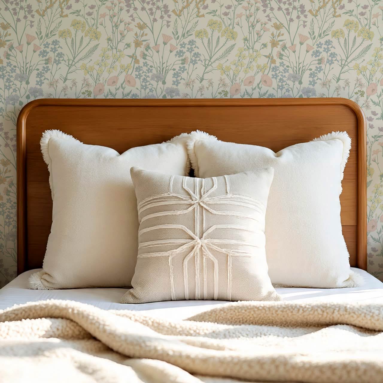 Ene Field Blooms Pastel Cream Wallpaper