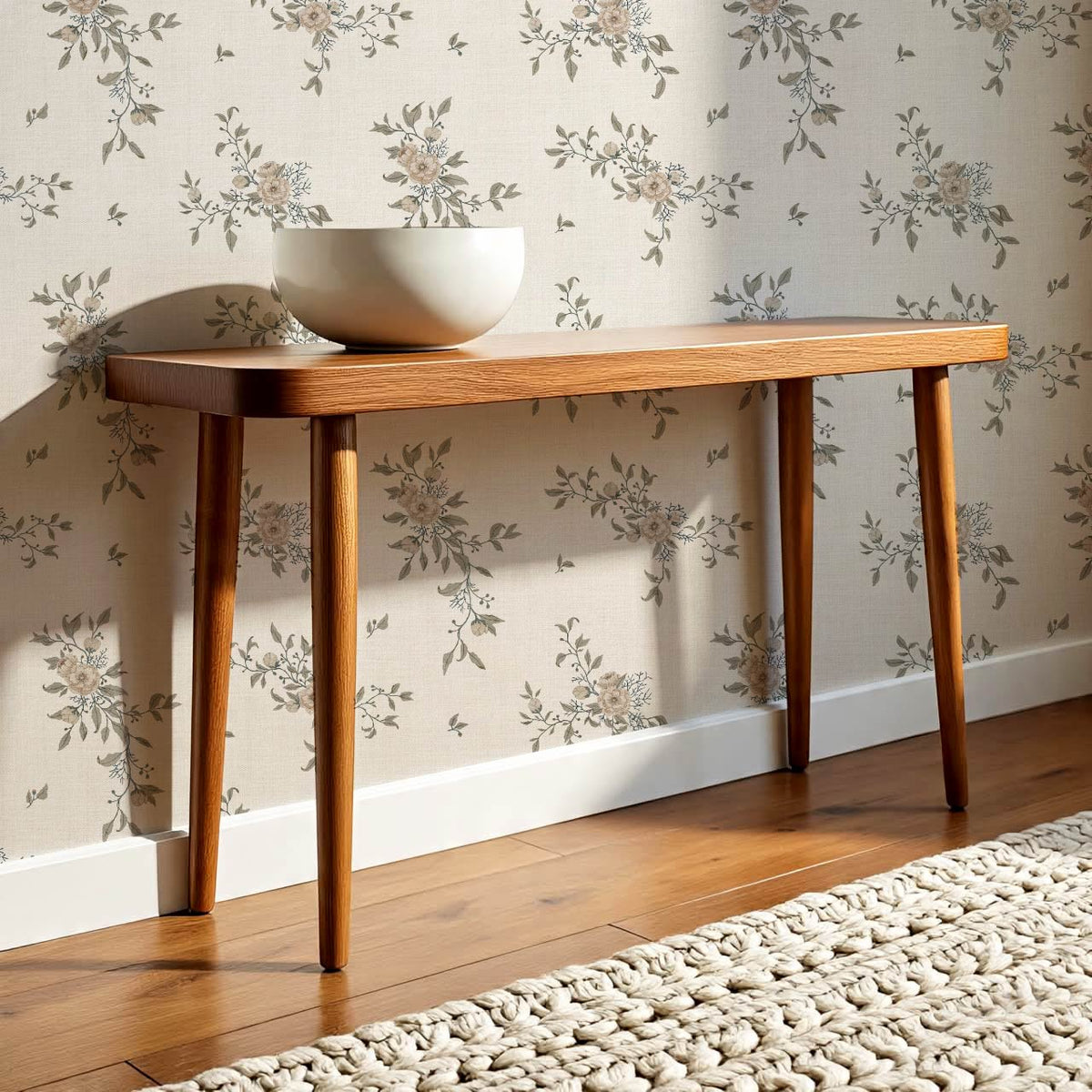 Ercilia Garden Heirloom Neutral Linen Sage Wallpaper
