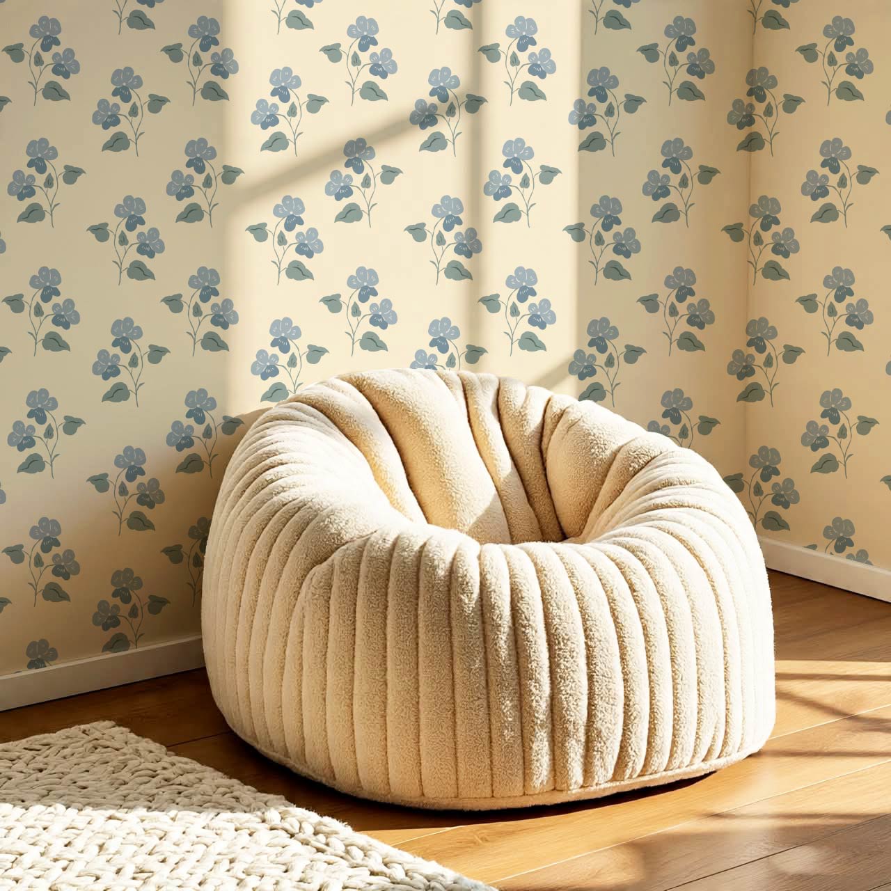 Estefania Pansy Love Butter French Blue Wallpaper