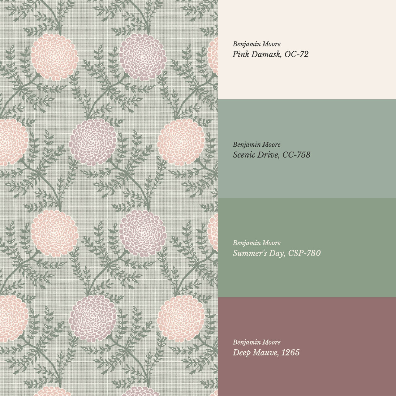 Esther Chambray Dahlia Blush Wallpaper