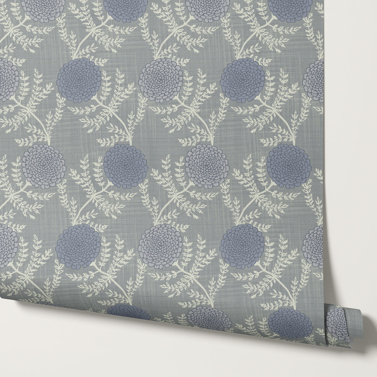 Esther Chambray Dahlia Slate Wallpaper