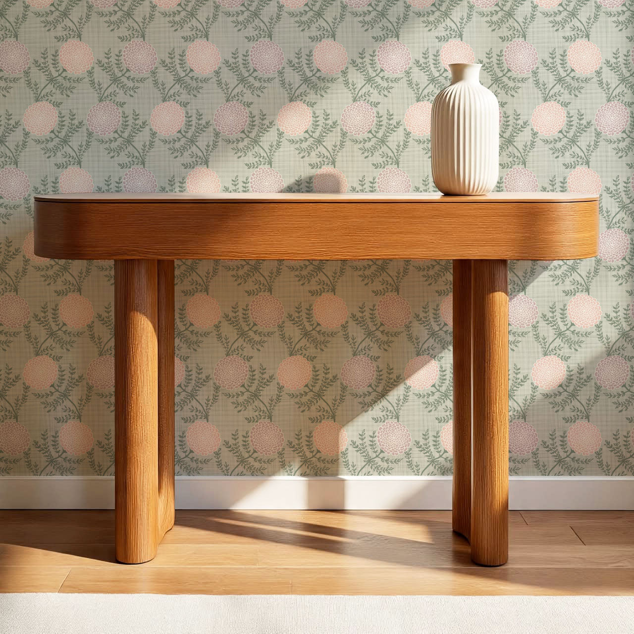 Esther Chambray Dahlia Blush Wallpaper